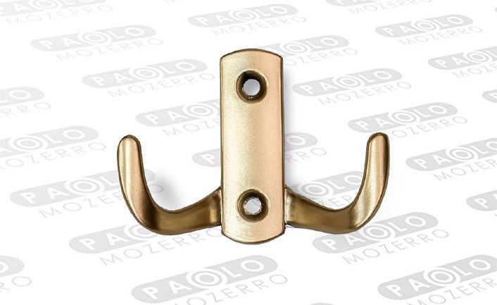 Крючок 2-х рожковый K2345GS, матовое сатиновое золото