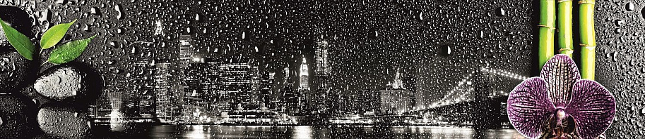 Панель высокогл. STEKLU-NET 6х2800х600 Город в дожде