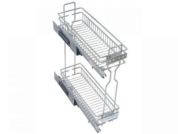 Корзина вык.+доводчик 150мм 2-яр. напр.Скрыт.Монтажа бок.креп. хром HARDI правостор.