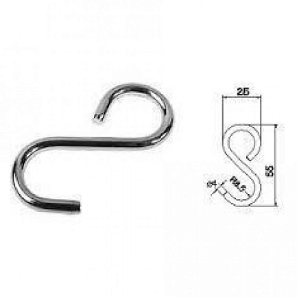 Крючок рейлинга S-обр. хром закрытый