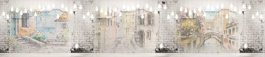 Панель высокогл. STEKLU-NET 6х2800х600 Рисунки на стене