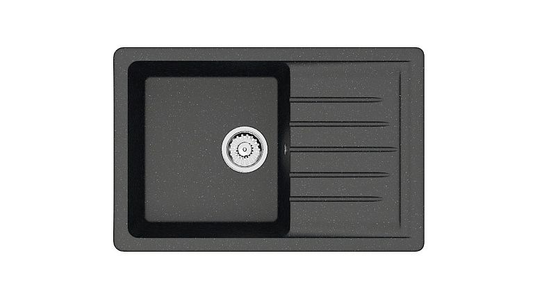  Мойка 16/Q4(740х490х210+ сифон)  черный  прямоугол